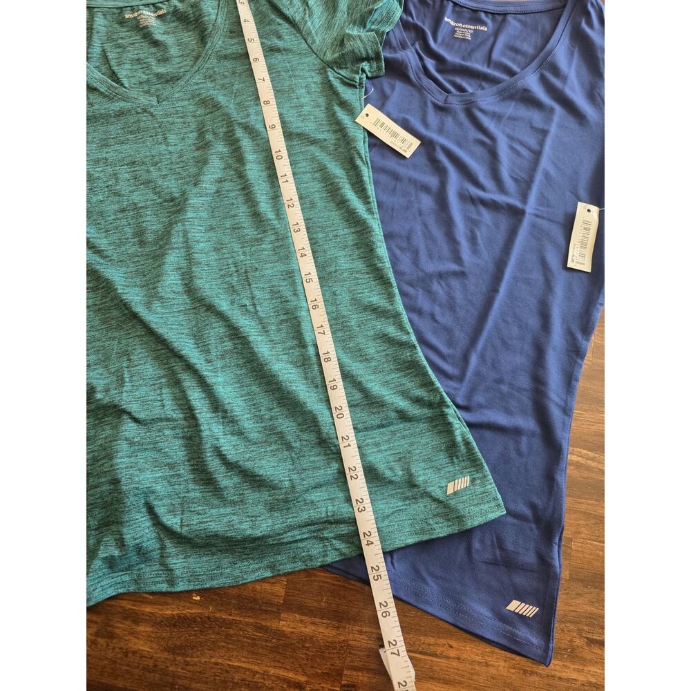 NWT Amazon Essentials Womens XS 2-Pack V-Neck Tech T-Shirts Teal Navy Activewear - Picture 3 of 9